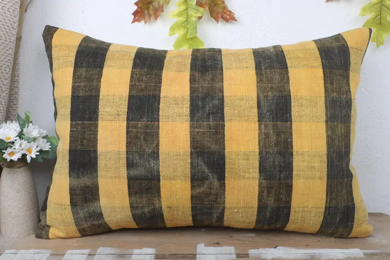 Kilim Pillow Cover, 16x24 Yellow Pillow Case, Pillow Cover, Boho Pillow, Vintage Pillow, Office Chair Pillow Sham, Throw Kilim Pillow - 2