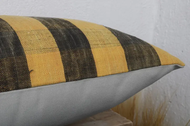 Kilim Pillow Cover, 16x24 Yellow Pillow Case, Pillow Cover, Boho Pillow, Vintage Pillow, Office Chair Pillow Sham, Throw Kilim Pillow - 6