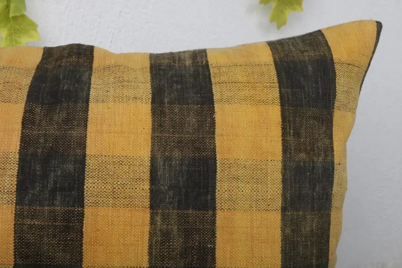 Kilim Pillow Cover, 16x24 Yellow Pillow Case, Pillow Cover, Boho Pillow, Vintage Pillow, Office Chair Pillow Sham, Throw Kilim Pillow - 5