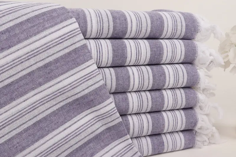 Striped Towel Cotton Purple Best Friend Gift, 40x71 Inches