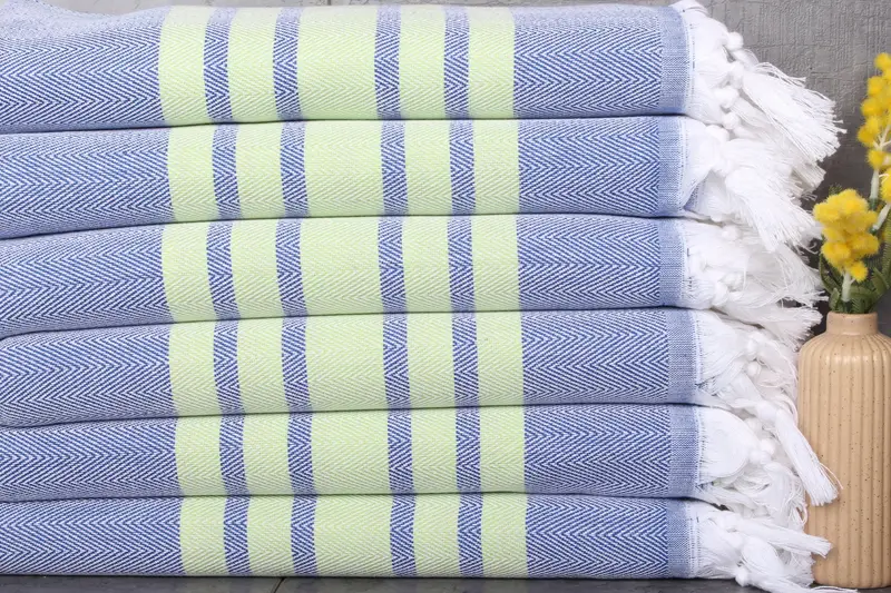 Custom Chevron Towel Blue-Light Green Turkish Cotton, 40x63 Inches