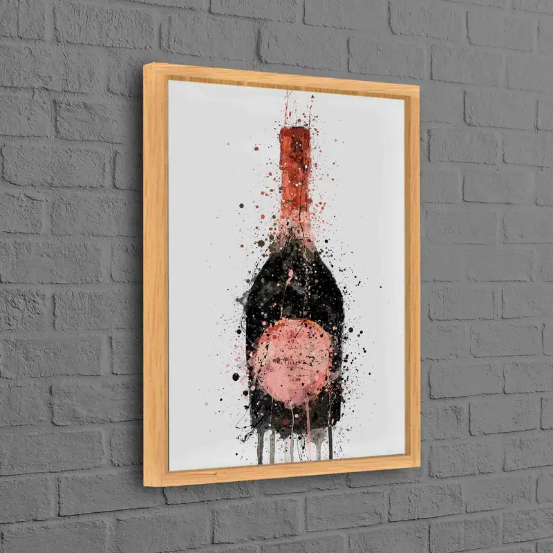 Elegant Champagne Bottle Watercolor Canvas Print - Artistic Decor