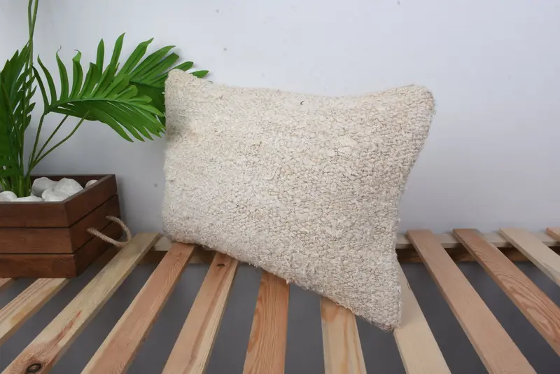 Custom Pillow Cover, Kilim Cushion Sham, Retro Throw Pillow, Kilim Pillow, Handwoven Pillow Cover, Pillow, 12x20 Beige Pillow Cover, Turkish Pillow - 5