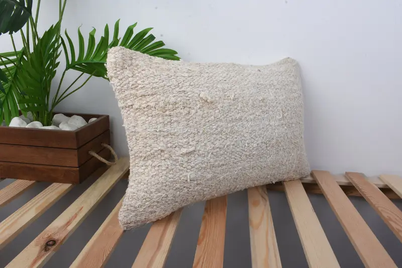 Custom Pillow Cover, Kilim Cushion Sham, Retro Throw Pillow, Kilim Pillow, Handwoven Pillow Cover, Pillow, 12x20 Beige Pillow Cover, Turkish Pillow - 4