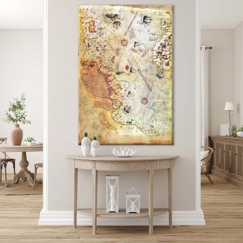 The Piri Reis Map, Ottoman Empire Map, Vintage Map, Large Wall Map, Antique World Map, Old Map Decor, Piri Reis Map Print, Historical Map - 2