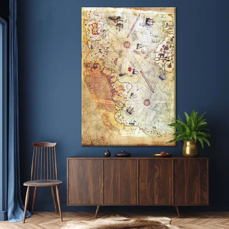 The Piri Reis Map, Ottoman Empire Map, Vintage Map, Large Wall Map, Antique World Map, Old Map Decor, Piri Reis Map Print, Historical Map - 6