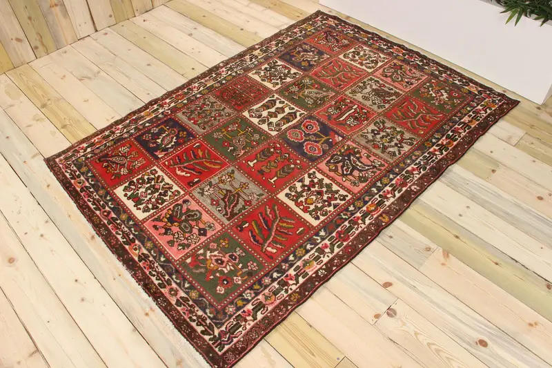 Vintage Türkischer Teppich 4,5x6,46 ft (136x197 cm), Oushak Roter Tarnteppich - 1