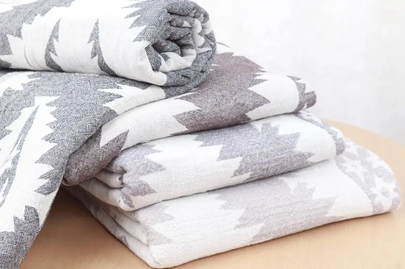 Geometric Cotton Towel Organic Beige Bath, 36x71 Inches