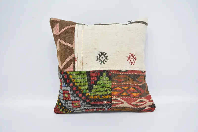 16x16 White Pillow Cover, Kilim Rug Pillow Case, Gift Pillow, Boho Pillow, Kilim Cushion Sham, Personalized Gift Pillow Pillow Sham, Pillow Case - 1