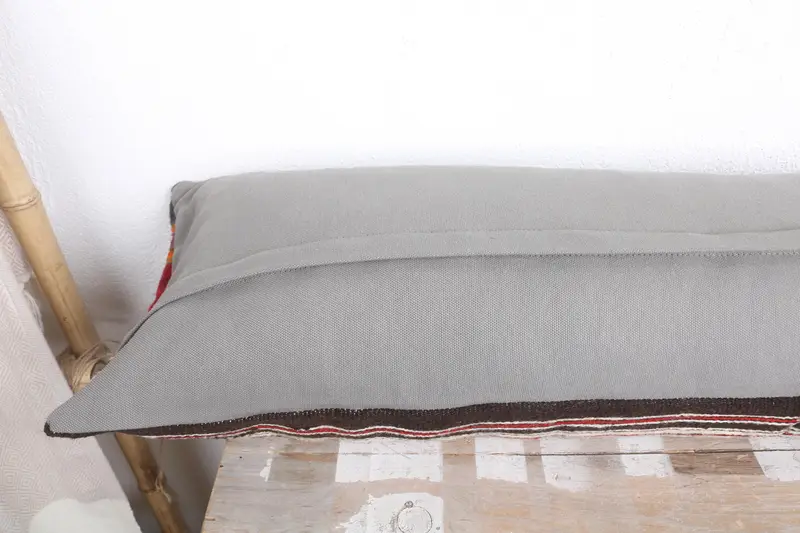 Vintage Kilim Pillow, Cushion, 12x48 Red Pillow Cover, Pillow for Sofa, Natural Cushion, Vintage Kilim Throw Pillow, Living Room Throw Pillow - 6