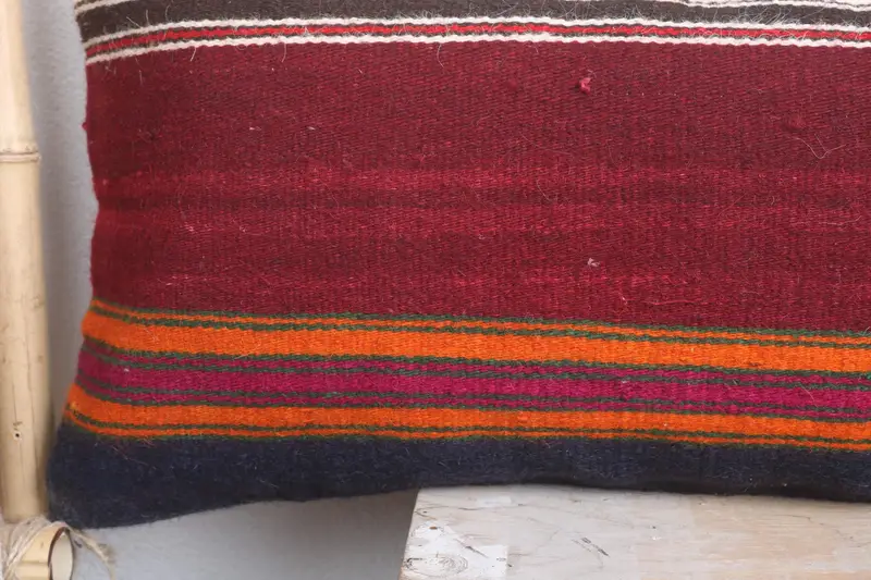 Vintage Kilim Pillow, Cushion, 12x48 Red Pillow Cover, Pillow for Sofa, Natural Cushion, Vintage Kilim Throw Pillow, Living Room Throw Pillow - 3