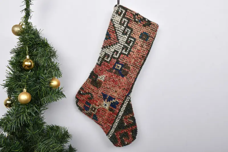 Patrón de adornos navideños, calcetín navideño de 7 pulgadas de ancho