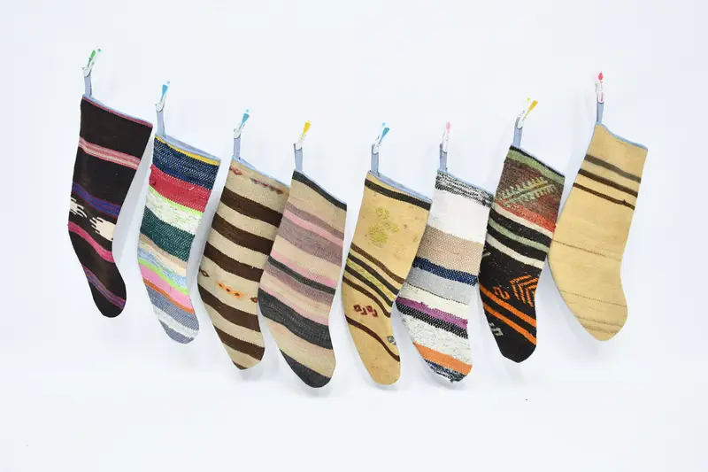 Festive Christmas Ornaments Pattern, 8 Inch Wide Holiday Stocking