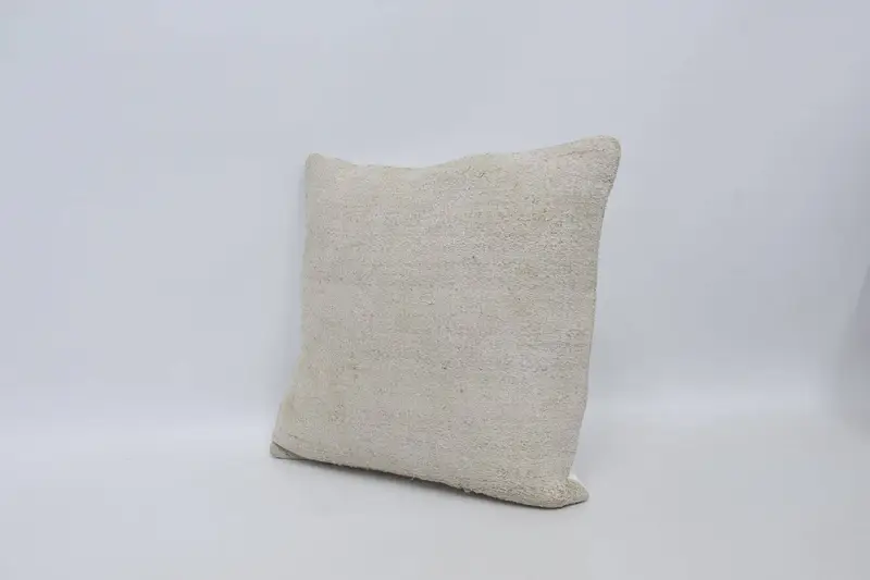 Turkish Kilim Pillow, Cushion Case, Vintage Kilim Pillow, Turkish Bench Cushion Cover, 16x16 White Pillow Case, Handmade Kilim Cushion - 4