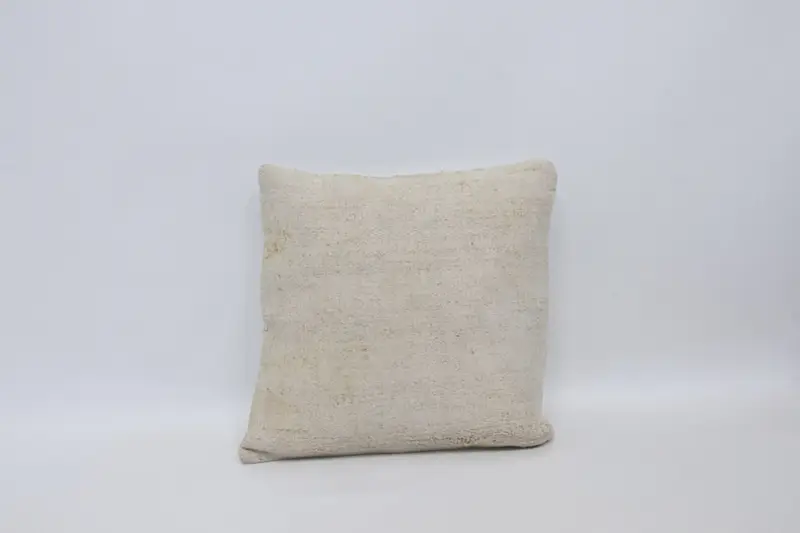 Turkish Kilim Pillow, Cushion Case, Vintage Kilim Pillow, Turkish Bench Cushion Cover, 16x16 White Pillow Case, Handmade Kilim Cushion - 1