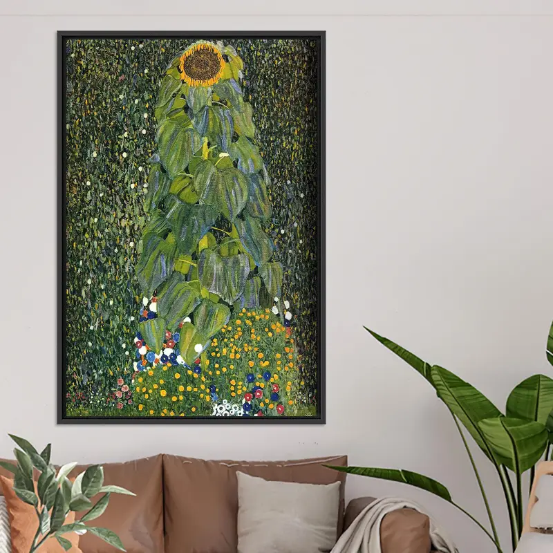 Gustav Klimt Sonnenblumen-Leinwanddruck – elegantes Blumendekor