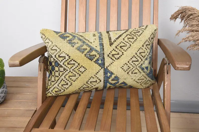 Throw Yellow Seasonal Decor Cushion Case, Moroccan Geometric 12x20 inch Pillow Sham - 1