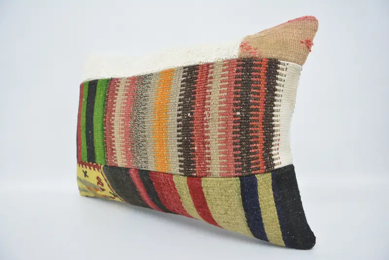 Pillow for Couch, Pillow Sham, 16x24 Green Pillow Cover, Natural Pillow Cover, Throw Kilim Pillow, Sofa Pillow Case, Kilim Pillow Cover - 4