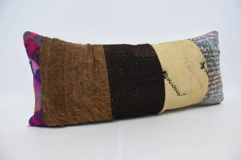 Pillow Sham, 16x36 Brown Pillow Case, Handmade Rug Seat Pillow Sham, Turkish Pillow, Boho Pillow Sham Cover, Interior Designer Pillow - 3