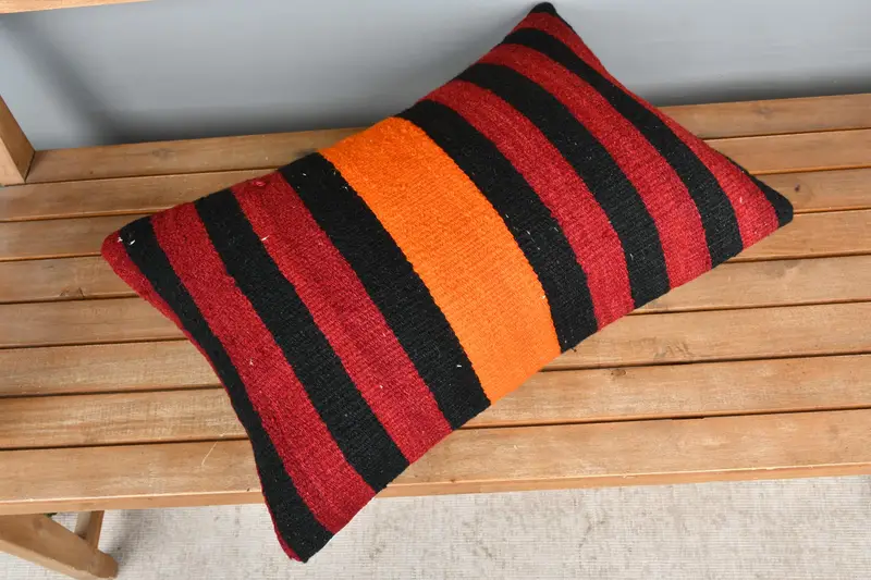 Tapestry Pillow, Boho Pillow Sham Cover, Cushion Case, Home Decor Pillow, Throw Kilim Pillow, 16x24 Red Pillow Case, Seat Cushion Cover - 2