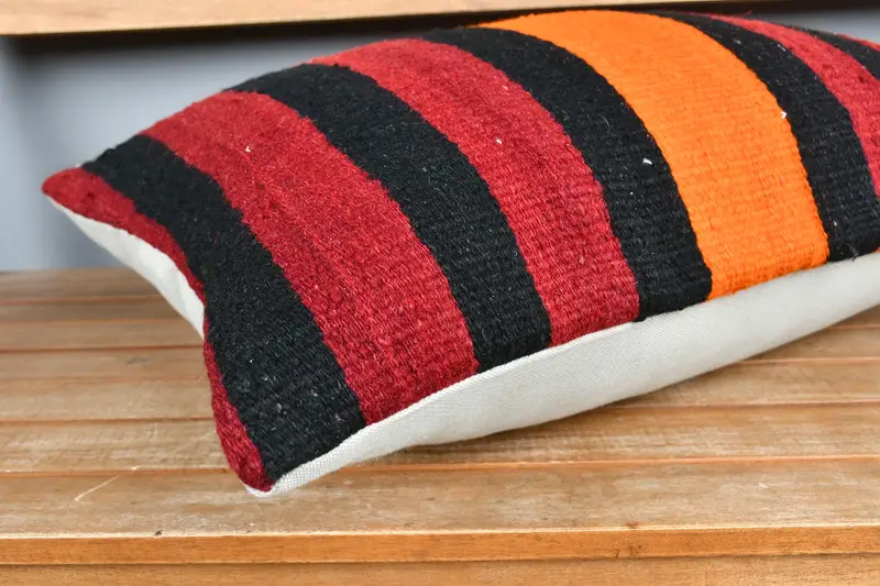 Tapestry Pillow, Boho Pillow Sham Cover, Cushion Case, Home Decor Pillow, Throw Kilim Pillow, 16x24 Red Pillow Case, Seat Cushion Cover - 4