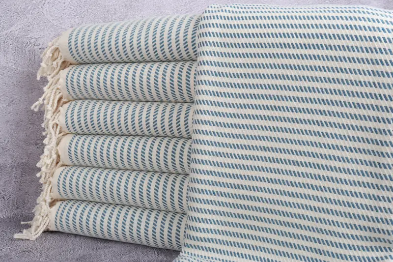 Personalized Turkish Beach Towel Polka Dot, Petrol Blue, 40x71 Inches