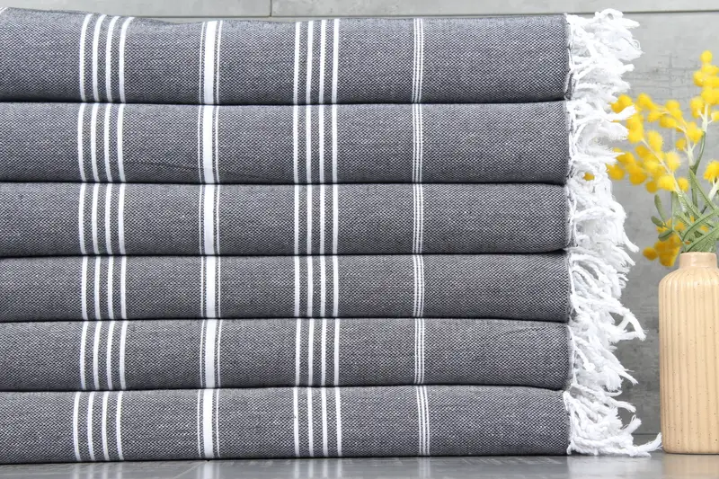 Beach Towel Turkish Cotton Beige Stripes, 40x71 Inches