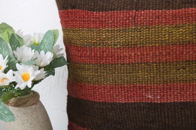 Tapestry Pillow, Home Decor Pillow, Muted Pillow Case, Cushion Cover, Boho Pillow Sham Cover, 12x24 Brown Pillow Sham, Kilim Cushion Sham - 3