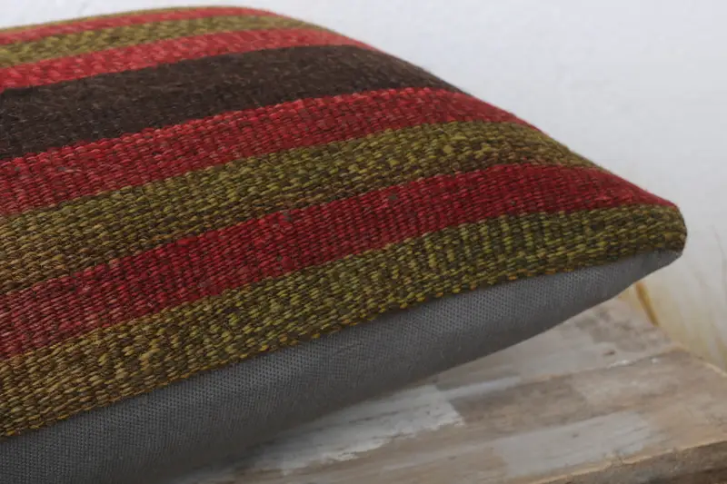 Tapestry Pillow, Home Decor Pillow, Muted Pillow Case, Cushion Cover, Boho Pillow Sham Cover, 12x24 Brown Pillow Sham, Kilim Cushion Sham - 6