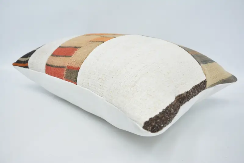 16x24 White Pillow Cover, Handmade Throw Cushion Cover, Kilim Pillow, Turkish Pillow, Cushion Cover, Interior Designer Pillow - 6