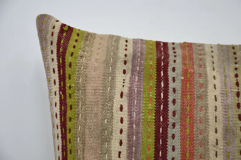Kilim Pillow Cover, Vintage Kilim Pillow, Turkish Pillow, 24x24 Green Pillow Case, Pillow Sham, Turkish Corner Pillow Cover - 2