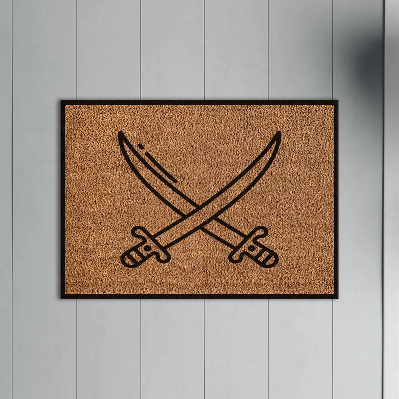 モダンなロフトプリントラグ：トレンディでエレガントな交差した剣のデザイン
