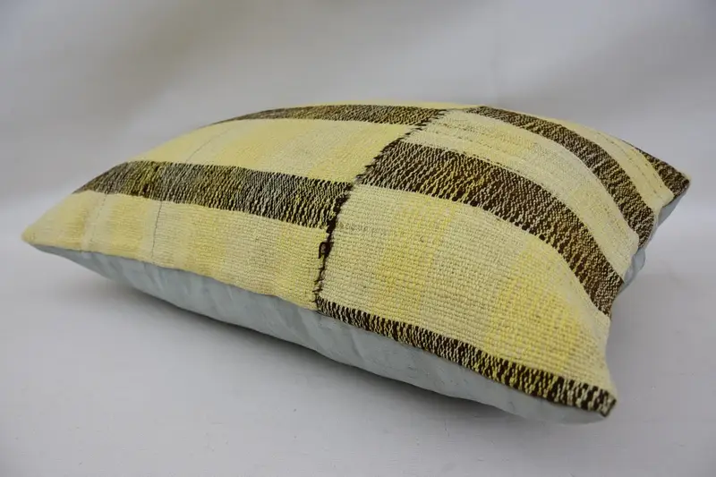 Pillow Cover, Vintage Kilim Throw Pillow, Turkish Pillow, Aesthetic Cushion Case, Turkish Kilim Pillow, 16x24 Beige Pillow - 6