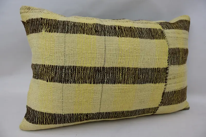 Pillow Cover, Vintage Kilim Throw Pillow, Turkish Pillow, Aesthetic Cushion Case, Turkish Kilim Pillow, 16x24 Beige Pillow - 2
