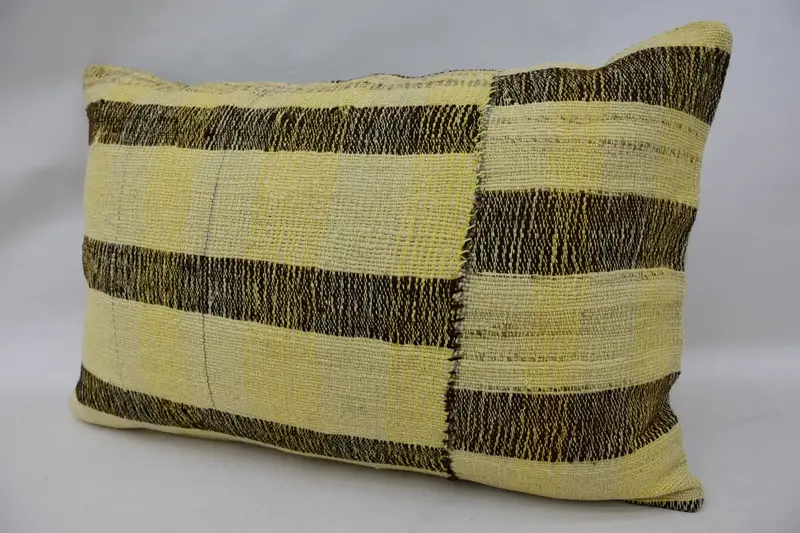 Pillow Cover, Vintage Kilim Throw Pillow, Turkish Pillow, Aesthetic Cushion Case, Turkish Kilim Pillow, 16x24 Beige Pillow - 3