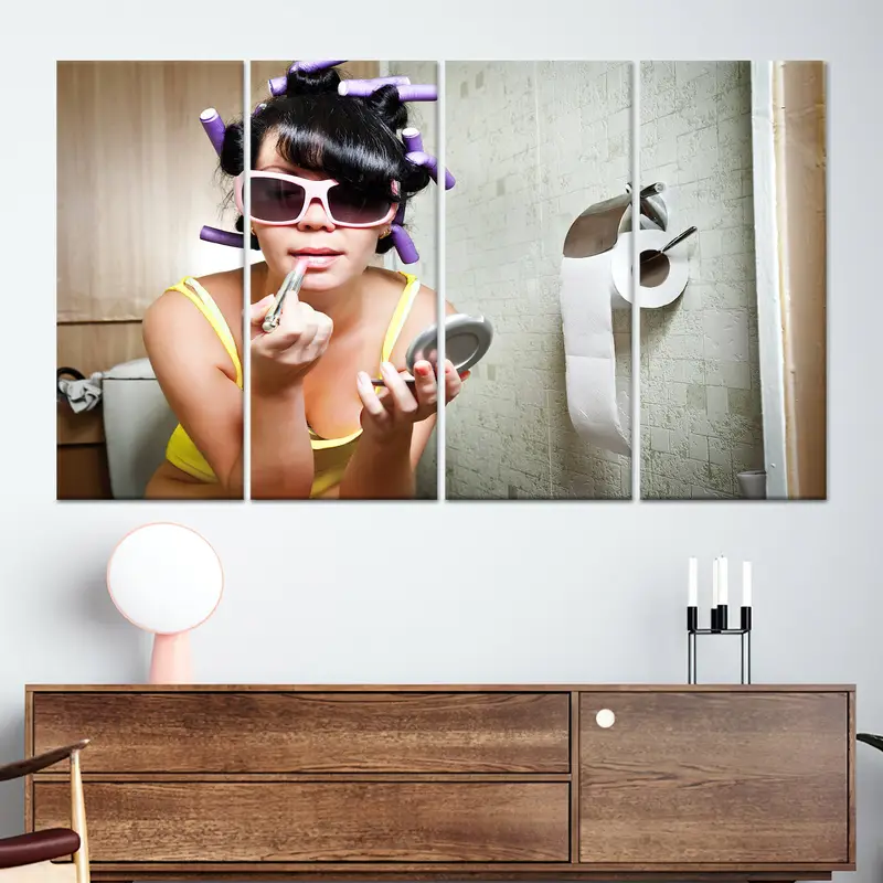 Chic Vogue Canvas: Çağdaş Banyoda Zarif Seksi Kadın