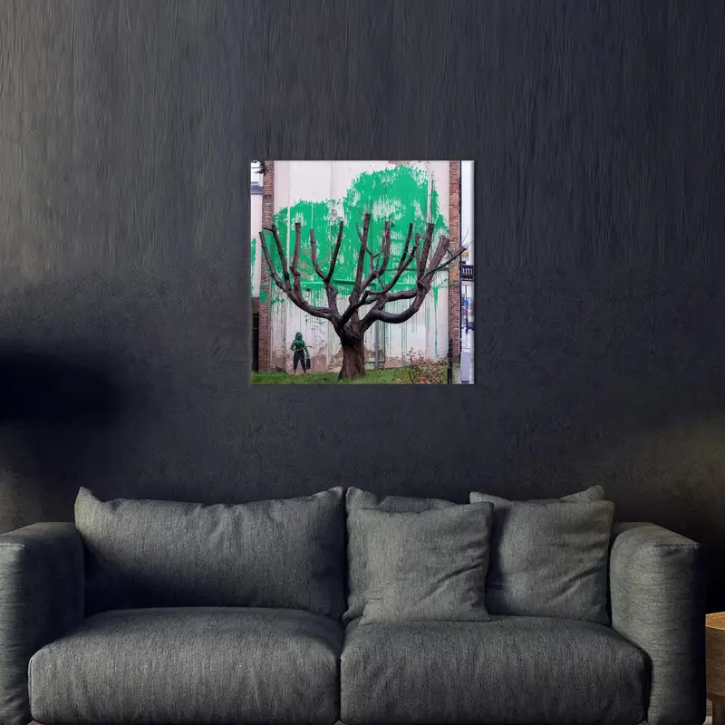 Banksy Tree Art, Vivid Hues Art, Finsbury Park Decor, Banksy in London, Tree Graffiti, Graffiti Art Decor, Canvas Wall Art, Wall Hanging Art - 2