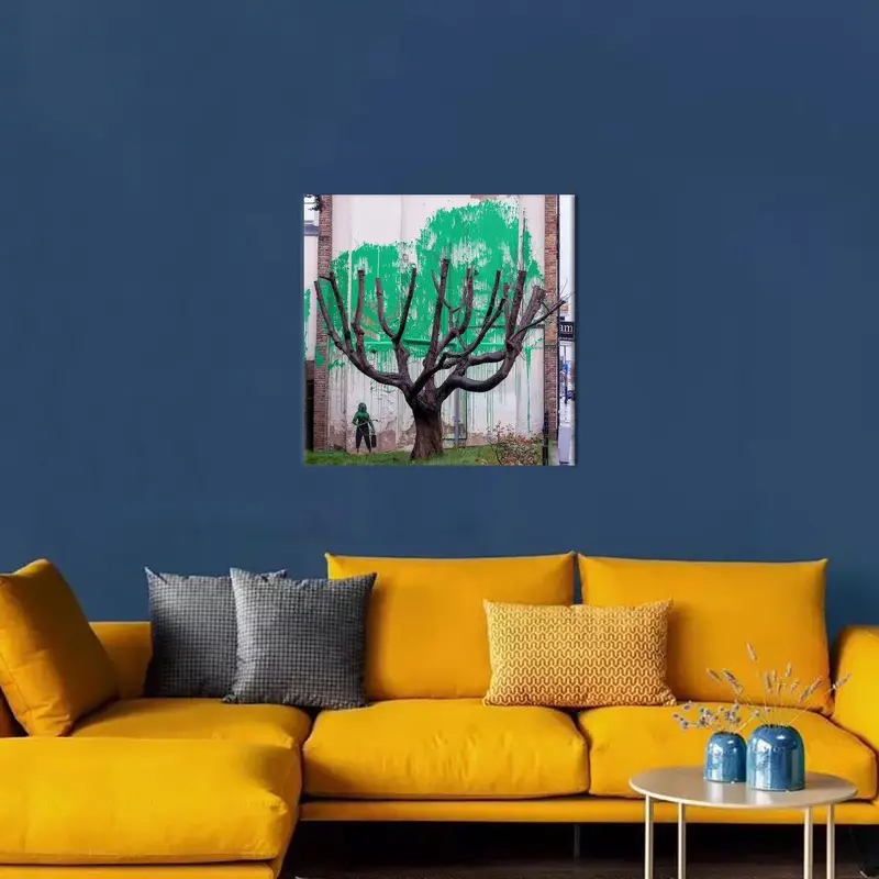 Banksy Tree Art, Vivid Hues Art, Finsbury Park Decor, Banksy in London, Tree Graffiti, Graffiti Art Decor, Canvas Wall Art, Wall Hanging Art - 1