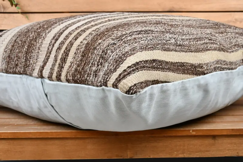 Cushion, Ethnical Kilim Rug Pillow, 28x28 Brown Pillow Sham, Turkish Kilim Pillow, Turkish Corner Cushion Cover, Pillow for Couch - 3
