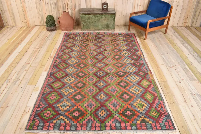 Yeşil Soyut Halı, 6,1x9,4 ft Zarif Dekor