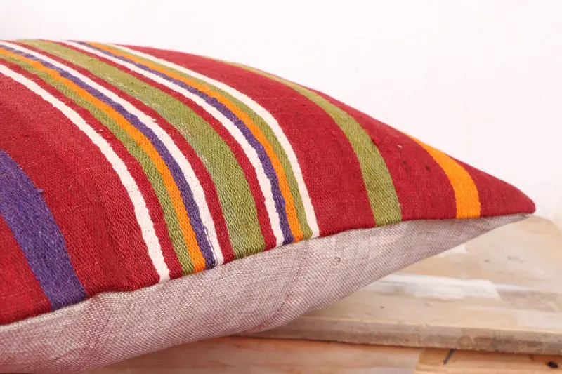 Boho Pillow, Vintage Kilim Throw Pillow, Pillow Case, Turkish Pillow, 18x18 Green Pillow Cover, Bolster Pillow Sham, Designer Throw Pillow Cover - 6