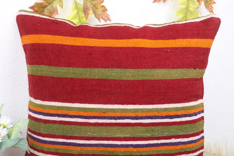 Boho Pillow, Vintage Kilim Throw Pillow, Pillow Case, Turkish Pillow, 18x18 Green Pillow Cover, Bolster Pillow Sham, Designer Throw Pillow Cover - 5