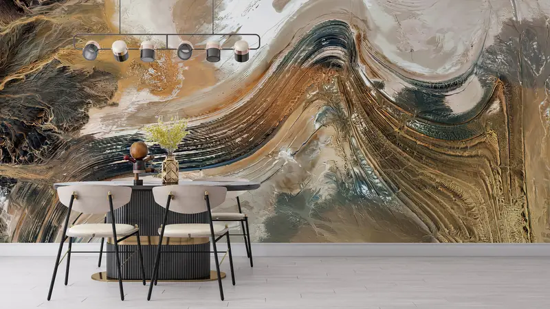 Elegant Brown Abstract Printed Wallpaper: Contemporary Beige Decor