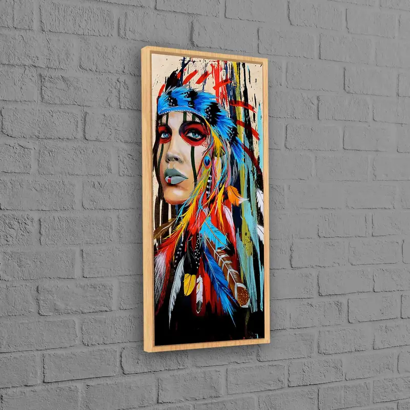 Impresión de lienzo de chica nativa americana vibrante - Decoración pared