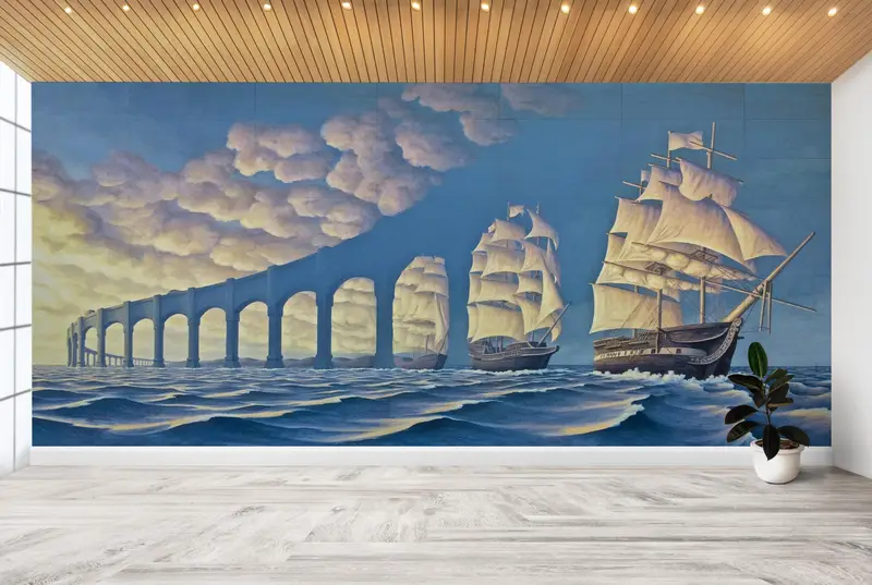 Peel And Stick Wallpaper, Surreal Wall Decor, Modern Wall Stickers, Abstract Wall Poster, Bridge Made of Sky Wall Painting, Wallpaper Art, - 2
