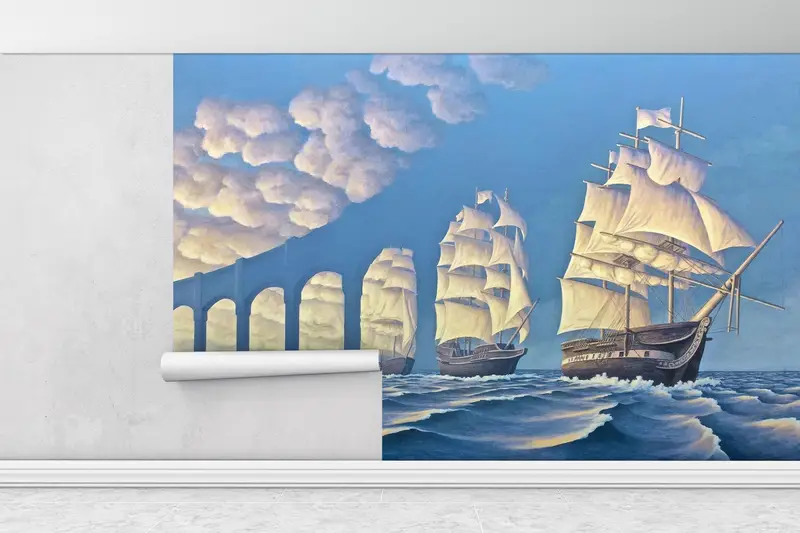 Peel And Stick Wallpaper, Surreal Wall Decor, Modern Wall Stickers, Abstract Wall Poster, Bridge Made of Sky Wall Painting, Wallpaper Art, - 1