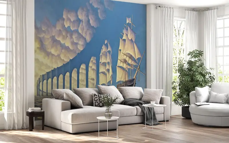 Peel And Stick Wallpaper, Surreal Wall Decor, Modern Wall Stickers, Abstract Wall Poster, Bridge Made of Sky Wall Painting, Wallpaper Art, - 7