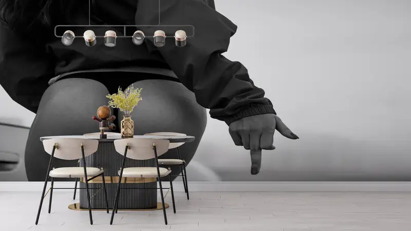 Girl In The Black Thong, 3d Wall Paper, Modern Wall Paper, Custom Wall Paper, Middle Finger Wall Paper, Fuck You Wallpaper, Mature Wall Art - 3