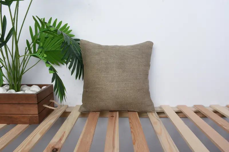 Handmade Kilim Cushion, 14x14 Brown Cushion Case, Pastel Cushion, Customized Pillow, Pillow Cover, Pillow for Couch, Pillow for Sofa - 1