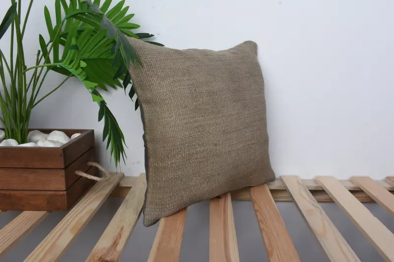 Handmade Kilim Cushion, 14x14 Brown Cushion Case, Pastel Cushion, Customized Pillow, Pillow Cover, Pillow for Couch, Pillow for Sofa - 4
